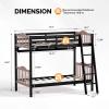 imageVINGLI Solid Wood Bunk Bed Twin Over Twin with LED LightsUSB Port Charge StationScoring Rungs Convertible Bunk Beds with Extra 15 inches Tall Guardrial and Ladder for Kids BlackBlack  Brown