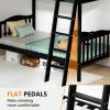 imageVINGLI Solid Wood Bunk Bed Twin Over Twin with LED LightsUSB Port Charge StationScoring Rungs Convertible Bunk Beds with Extra 15 inches Tall Guardrial and Ladder for Kids BlackBlack