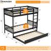 imageVINGLI Solid Wood Bunk Bed Twin Over Twin with LED LightsUSB Port Charge StationScoring Rungs Convertible Bunk Beds with Extra 15 inches Tall Guardrial and Ladder for Kids BlackBlack