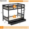 imageVINGLI Solid Wood Bunk Bed Twin Over Twin with LED LightsUSB Port Charge StationScoring Rungs Convertible Bunk Beds with Extra 15 inches Tall Guardrial and Ladder for Kids BlackBlack