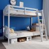 imageVINGLI Solid Wood Bunk Bed Twin Over Twin with LED LightsUSB Port Charge StationScoring Rungs Convertible Bunk Beds with Extra 15 inches Tall Guardrial and Ladder for Kids BlackWhite