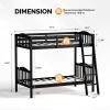 imageVINGLI Solid Wood Bunk Bed Twin Over Twin with LED LightsUSB Port Charge StationScoring Rungs Convertible Bunk Beds with Extra 15 inches Tall Guardrial and Ladder for Kids BlackBlack
