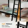 imageVINGLI Solid Wood Bunk Bed Twin Over Twin with LED LightsUSB Port Charge StationScoring Rungs Convertible Bunk Beds with Extra 15 inches Tall Guardrial and Ladder for Kids BlackBlack  Brown