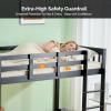 imageVINGLI Solid Wood Bunk Bed Twin Over Twin with LED LightsUSB Port Charge StationScoring Rungs Convertible Bunk Beds with Extra 15 inches Tall Guardrial and Ladder for Kids BlackBlack