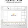 imageVINGLI Twin Bunk Beds for Kids with Storage Drawers Bunk Bed Twin Over TwinCharging StationLED Lights Solid Wood Bunk Bed Frame with 15 inches Guardrail and Ladders No Box Spring Needed White