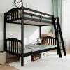 imageVINGLI Solid Wood Bunk Bed Twin Over Twin with LED LightsUSB Port Charge StationScoring Rungs Convertible Bunk Beds with Extra 15 inches Tall Guardrial and Ladder for Kids BlackBlack