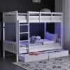 imageVINGLI Twin Bunk Beds for Kids with Storage Drawers Bunk Bed Twin Over TwinCharging StationLED Lights Solid Wood Bunk Bed Frame with 15 inches Guardrail and Ladders No Box Spring Needed White
