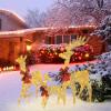 imageVINGLI Upgraded Large Lighted Deer Family Set Outdoor Christmas Decorations with 270 LED Lights Gold Twinkling Holiday Ornaments Yard Decor for Home Lawn and Front Yard