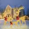 imageVINGLI Upgraded Large Lighted Deer Family Set Outdoor Christmas Decorations with 270 LED Lights Gold Twinkling Holiday Ornaments Yard Decor for Home Lawn and Front Yard