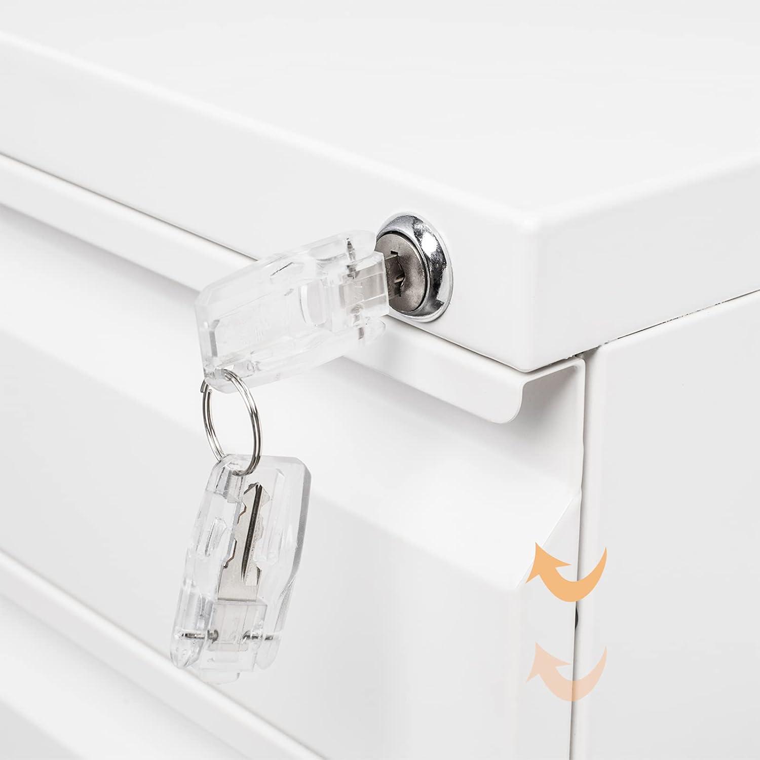 imageVINGLI 3Drawer Rolling File Cabinet with Lock Under Desk File Cabinet for HomeampampOffice Metal Office Drawers with Lock Fully Assembled BlackWhite