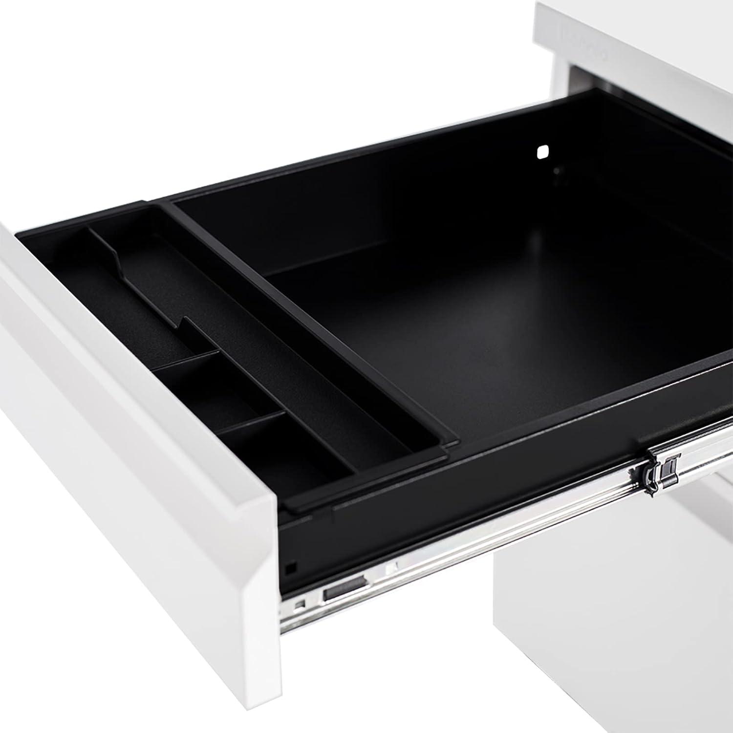 imageVINGLI 3Drawer Rolling File Cabinet with Lock Under Desk File Cabinet for HomeampampOffice Metal Office Drawers with Lock Fully Assembled BlackWhite