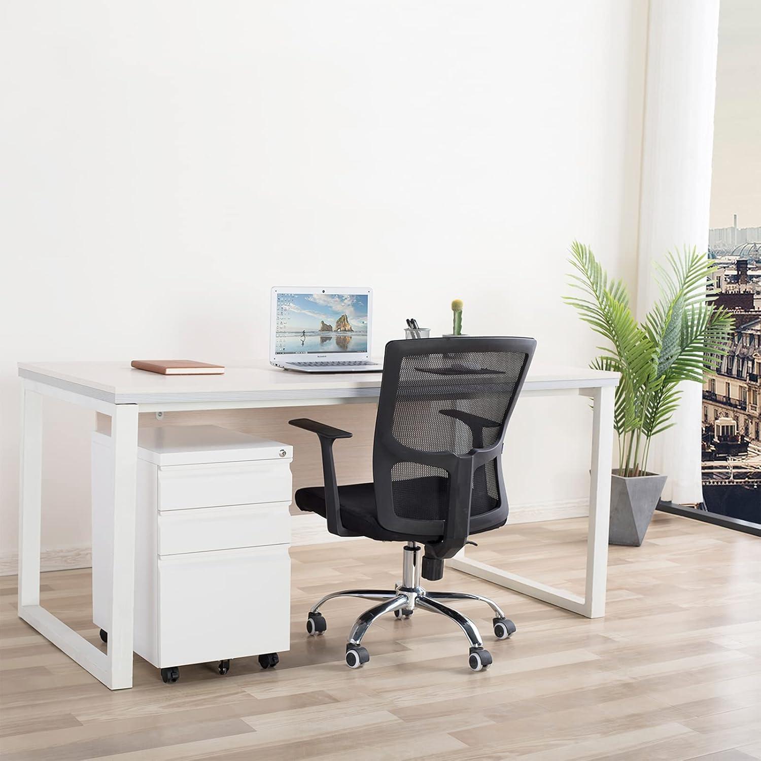 imageVINGLI 3Drawer Rolling File Cabinet with Lock Under Desk File Cabinet for HomeampampOffice Metal Office Drawers with Lock Fully Assembled BlackWhite