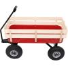imageVINGLI Cargo Wagon Cart for Kids All Terrain Wagon with Wood Railing 10inch Pneumatic Turf Tires Children Garden Outdoor RedRed