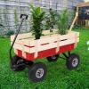 imageVINGLI Cargo Wagon Cart for Kids All Terrain Wagon with Wood Railing 10inch Pneumatic Turf Tires Children Garden Outdoor RedRed
