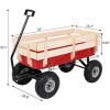imageVINGLI Cargo Wagon Cart for Kids All Terrain Wagon with Wood Railing 10inch Pneumatic Turf Tires Children Garden Outdoor RedRed