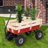 imageVINGLI Cargo Wagon Cart for Kids All Terrain Wagon with Wood Railing 10inch Pneumatic Turf Tires Children Garden Outdoor RedRed