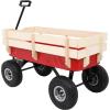 imageVINGLI Cargo Wagon Cart for Kids All Terrain Wagon with Wood Railing 10inch Pneumatic Turf Tires Children Garden Outdoor RedRed