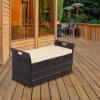 image:imageVINGLI 40 Gallon Outdoor Storage Bench with Cushion Rattan Storage Box Patio Wicker Deck Box with Seat for Garden  Balcony  Porch  Pool  Yard Grey Frame  Light Grey CushionBrown
