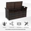 image:imageVINGLI 40 Gallon Outdoor Storage Bench with Cushion Rattan Storage Box Patio Wicker Deck Box with Seat for Garden  Balcony  Porch  Pool  Yard Grey Frame  Light Grey CushionBrown