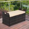 image:imageVINGLI 40 Gallon Outdoor Storage Bench with Cushion Rattan Storage Box Patio Wicker Deck Box with Seat for Garden  Balcony  Porch  Pool  Yard Grey Frame  Light Grey CushionBrown