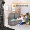 image:imageVINGLI 40 Gallon Outdoor Storage Bench with Cushion Rattan Storage Box Patio Wicker Deck Box with Seat for Garden  Balcony  Porch  Pool  Yard Grey Frame  Light Grey CushionGrey