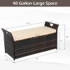 image:imageVINGLI 40 Gallon Outdoor Storage Bench with Cushion Rattan Storage Box Patio Wicker Deck Box with Seat for Garden  Balcony  Porch  Pool  Yard Grey Frame  Light Grey CushionBrown