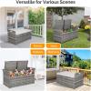 image:imageVINGLI 40 Gallon Outdoor Storage Bench with Cushion Rattan Storage Box Patio Wicker Deck Box with Seat for Garden  Balcony  Porch  Pool  Yard Grey Frame  Light Grey CushionGrey