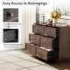 image:imageVINGLI VNGLI Mirrored Dresser 5 Drawers Modern Chest Mirrored Chest of Drawers Glass Dresser for Bedroom Dressing Room Living Room SilverRetro Brown