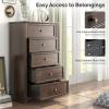 image:imageVINGLI VNGLI Mirrored Dresser 5 Drawers Modern Chest Mirrored Chest of Drawers Glass Dresser for Bedroom Dressing Room Living Room SilverRetro Brown