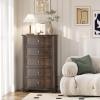 image:imageVINGLI VNGLI Mirrored Dresser 5 Drawers Modern Chest Mirrored Chest of Drawers Glass Dresser for Bedroom Dressing Room Living Room SilverRetro Brown
