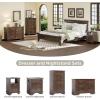 image:imageVINGLI VNGLI Mirrored Dresser 5 Drawers Modern Chest Mirrored Chest of Drawers Glass Dresser for Bedroom Dressing Room Living Room SilverRetro Brown