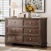 image:imageVINGLI VNGLI Mirrored Dresser 5 Drawers Modern Chest Mirrored Chest of Drawers Glass Dresser for Bedroom Dressing Room Living Room SilverRetro Brown