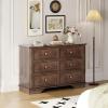 image:imageVINGLI VNGLI Mirrored Dresser 5 Drawers Modern Chest Mirrored Chest of Drawers Glass Dresser for Bedroom Dressing Room Living Room SilverRetro Brown