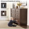 image:imageVINGLI VNGLI Mirrored Dresser 5 Drawers Modern Chest Mirrored Chest of Drawers Glass Dresser for Bedroom Dressing Room Living Room SilverRetro Brown