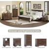 image:imageVINGLI VNGLI Mirrored Dresser 5 Drawers Modern Chest Mirrored Chest of Drawers Glass Dresser for Bedroom Dressing Room Living Room SilverRetro Brown
