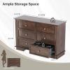 image:imageVINGLI VNGLI Mirrored Dresser 5 Drawers Modern Chest Mirrored Chest of Drawers Glass Dresser for Bedroom Dressing Room Living Room SilverRetro Brown