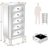 image:imageVINGLI VNGLI Mirrored Dresser 5 Drawers Modern Chest Mirrored Chest of Drawers Glass Dresser for Bedroom Dressing Room Living Room SilverSilver