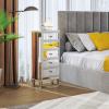 image:imageVINGLI VNGLI Mirrored Dresser 5 Drawers Modern Chest Mirrored Chest of Drawers Glass Dresser for Bedroom Dressing Room Living Room SilverSilver