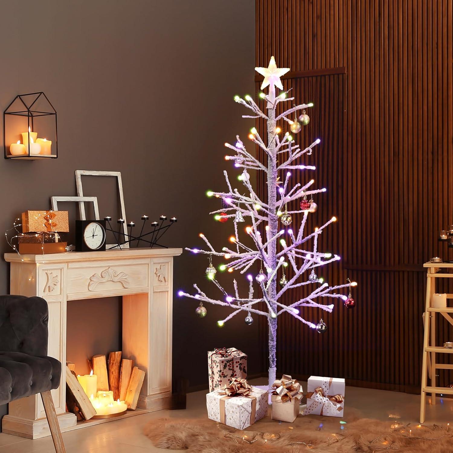 image:imageVINGLI 4ft Prelit Artificial Christmas Pine Tree with 80 Multicolor Lights Xmas Tree Holiday Party Decorations with Sturdy Metal Stand 8 Color Modes