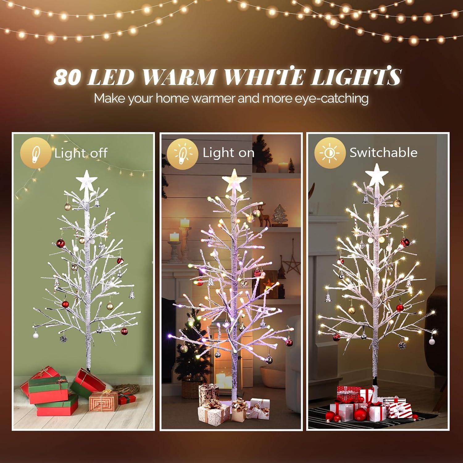 image:imageVINGLI 4ft Prelit Artificial Christmas Pine Tree with 80 Multicolor Lights Xmas Tree Holiday Party Decorations with Sturdy Metal Stand 8 Color Modes