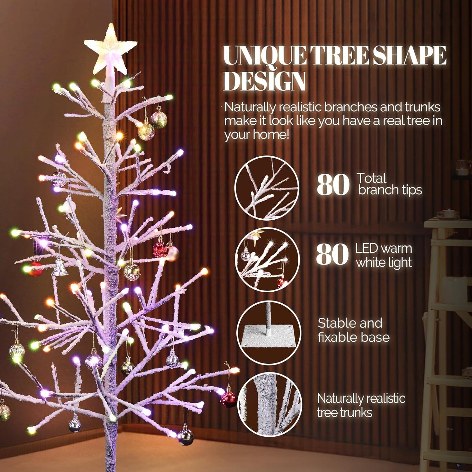 image:imageVINGLI 4ft Prelit Artificial Christmas Pine Tree with 80 Multicolor Lights Xmas Tree Holiday Party Decorations with Sturdy Metal Stand 8 Color Modes