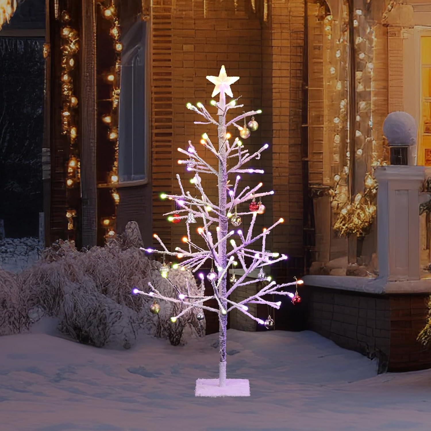 image:imageVINGLI 4ft Prelit Artificial Christmas Pine Tree with 80 Multicolor Lights Xmas Tree Holiday Party Decorations with Sturdy Metal Stand 8 Color Modes