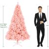 image:imageVINGLI 6 ft Green Unlit Artificial Christmas Pine Tree Small Xmas Tree Holiday Party Decoration with Sturdy Metal Stand Full 1050 Tips Branch for Indoor and OutdoorPink