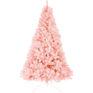 image:imageVINGLI 6 ft Green Unlit Artificial Christmas Pine Tree Small Xmas Tree Holiday Party Decoration with Sturdy Metal Stand Full 1050 Tips Branch for Indoor and OutdoorPink