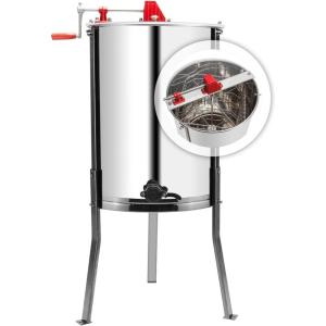 image:imageVINGLI 4 Four Frames Manual Crank Honey Extractor 304 Stainless Steel Beekeeping Pro Extraction Equipment Honeycomb Spinner Drum Honey Separator Commercial Honey Centrifuge with Adjustable Stands