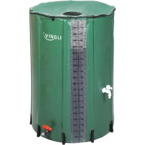 image:imageVINGLI Upgraded Rain Barrel Collapsible Water Tank Storage Container Rain Catcher Barrel with Volume Scale Mark Downspout Rainwater Collection System with Filter Spigot Overflow Kit100 Gallon