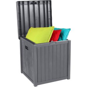 image:imageVINGLI 51 Gallon Medium Deck Box Organization Resin Storage Box for Patio Furniture or Tools Indoor amp Outdoor Lockable Container Box for Garden Pool Yard Porch and Balcony Greygrey