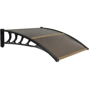 image:imageVINGLI Upgraded 40 x 40 Window Awning Exterior Door Canopy Exterior with Aluminum Bar Awnings for Doors Polycarbonate Cover Patio Awnings Rain Snow Sunlight Protection Hollow SheetBrownampBlack
