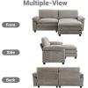 image:imageVINGLI 87 Convertible Sectional SofaLShape Deep Seat Sofa Couch for Living RoomModern Chenille 2 Seat Loveseat Sofa with Ottoman for Small SpaceBlack 87Chenille Light Grey
