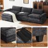 image:imageVINGLI 87 Convertible Sectional SofaLShape Deep Seat Sofa Couch for Living RoomModern Chenille 2 Seat Loveseat Sofa with Ottoman for Small SpaceBlack 87Chenille Black